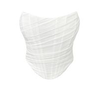 Facogoo Women's Mesh Strapless Corset Crop Top Boned Vintage Sleeveless Overbust Zip Back Bodyshaper Going Out Bustier Tops, White, Small