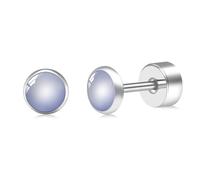 FACOKO 4mm Opal Titanium Flat Back Earrings Hypoallergenic Flat Ear Clips for Sensitive Ears Nickel Free Unisex