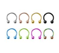 FACOKO 8Pcs G23 Titanium Septum Rings, 16G Body-Piercing Barbells, Gold/Silver/Black/Rose Gold/Rainbow/Pink/Blue/Green, 1.2mm x 6-12mm