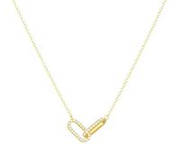 FACOKO Gold Hollow-Out Double Circle Necklace, 14K Gold Plated Hollow-Out Pendant with Zirconia, Gold Jewelry for Women, Stackable Minimalist