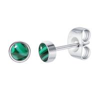 FACOKO Malachite Round Stud Earrings Hypoallergenic Titanium Earrings for Women Green Natural Stone Simple & Versatile Jewelry Light Luxury Gift 3/4/5MM, 5 mm, Titanium, Malachite