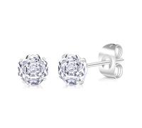FACOKO Women's light luxury earrings G23 titanium hypoallergenic and simple earrings 6mm rose-cut zirconia stud earring (Transparent ZC-6MM)