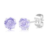 FACOKO Women's light luxury earrings G23 titanium hypoallergenic and simple earrings 6mm rose-cut zirconia stud earring (Purple CZ-6MM)