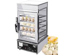 FAcoLL 1200W Commercial Bun Steamer, 5-Layer Electric Hot Food Warmer with 30-110℃ Adjustable Temperature, for Breakfast, Snack Bar, Restaurant, Bun Shop