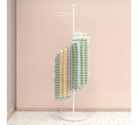 FAcoLL Commercial Scarf Display Rack, Metal Floor Standing Pivoting Scarf Stand, Belt Shawl Hanger Hijab Organizer with Space Saving Shelves for Clothing Store white