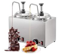FAcoLL Double Head Cheese Warmer Dispenser, 2 * 2L Commercial Sauce Warmer with 30-110℃ Temperature Adjustable, Hot Fudge Warmer for Restaurants, Snack Stations, Cupcake Store