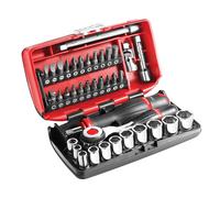 Facom 1/4in Metric Socket And Bit Set 38 Pc Standard Length Chrome FCMR360NANO