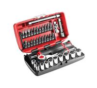 Facom 1/4in Metric Socket And Bit Set 38 Pc Standard Length Chrome FCMR360NANO