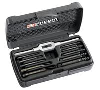 FACOM - 11-Piece Stud Extractor Set - 285.J10 - Screw Extraction, Straight Thread - Conical Bits and Tapping Wrenches - Robust and Durable Box - Hand Tools