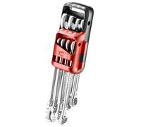 Facom 440. JP8 8 Combination Spanner Set with Carrying Case (8/10, 11, 12, 13, 14/17/19 mm Fork) to 15 ° and Fine - Instant Inventory. Red and Black, Set of 8 Pieces, Set of 8