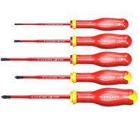 Facom ATP.J5TVE Protwist 5 Piece VDE Slim Blade Screwdriver Set Slotted Phillips