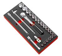 FACOM Foam Tool Module with 1/2 Ratchet, Extensions and Sockets Included and Compatible MODM.SL1 Modular Storage System, 22 Pieces, 1/2 Inches