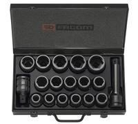 Facom 16 Piece 3/4" Drive Hexagon Impact Socket Set Metric 3/4"