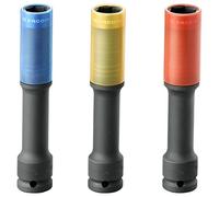 Facom NSI.3EL 1/2 Inch Special Impact Socket Spanner Set 3 Lengths (17-19-21 mm) Extra Long 1 Piece