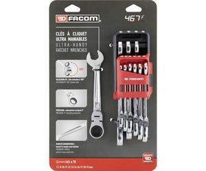 Facom Pocket 467BF.JP10PB Set of 10 Ratchet Combination Spanners in Case