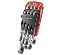 Facom PrimeTools 467F.JPU8 8 PCE.Flexible Head Ratchet Spanner Set AF Hinged 5/16" - 3/4"