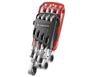 Facom PrimeTools 467F.JPU8 8 PCE.Flexible Head Ratchet Spanner Set AF Hinged 5/16" - 3/4"