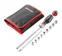 FACOM Protwist Multi-Blade Double Ratchet 3-in-1 Screwdriver Composition with 1/4 Inch Socket Composition - Bi-Material Ergonomic Handle - High Quality 45-Teeth Ratchet - 12 Pieces - ATCL.3.12PB