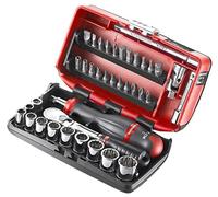 Facom RL.Nano-U2 1/4" Inch Nano Socket Set, 12 Point, 38 Pieces, Polished, Metric