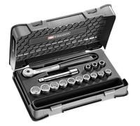 Facom - 1/2-inch Socket Set with 12 Metric Sides, 15 Pieces - S.151-1P12 - Socket Box - Mechanical Tools - 1 Ratchet, 13 sockets, 1 Extension 1 Pictogram Board, 1 Box and 1 Tray