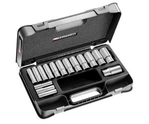 FACOM S.405AE Series S.405 1/2" Long-Reach Metric 6-Point Sockets Set, 16-Piece