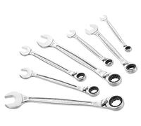 Facom Set of 7 Metric Ratchet Combination Wrenches 8 to 19 mm - Anti-Slip Ultra-Grip System - Compact Lever Reversible Ratchet Mechanism - Chemical Resistant