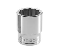Facom Socket 1/2in Drive 22mm Bi-Hexagon Chrome Standard Length FCMS22