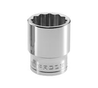 Facom Socket 1/2in Drive 22mm Bi-Hexagon Chrome Standard Length FCMS22