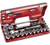 Facom 25 Piece 1/2" Drive Extendable Ratchet and Socket Set Metric in Detection Box