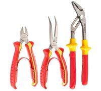 Facom VE.A3 3 Piece VDE Insulated Plier Set Sip Joint, Snips, Long Bent Nose
