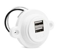 Facon 12V RV USB Charger Socket, Dual RV USB Outlet (5V / 2.4A), Super Slim Wall Mount 12V USB Outlet, for RV Trailer Camper Boat Marine Motorhome, White