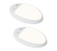 Facon 2Pack 12V DC RV Interior Light with PIR Motion Sensor & 3-Way Switch - Small Oval Pancake Ceiling Dome Light, 4000K Cool White, ETL Listed for RV, Motorhome, Camper, Boat