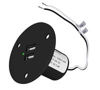 Facon RV USB Charger Socket Power, High Speed Charging 5 V / 2.4 A Dual USB Outlet, Mounting Bracket with Green Indicator Light, USB Socket for RV Trailer Camper Boat Marine Motorhome (Black)