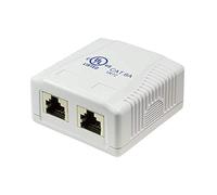 Faconet CAT 6A Surface-Mounted Box 2x RJ45 STP Network Socket Surface-Mounted Shielded 10 Gigabit 500 MHz Universal AWG 22-26 Cat7