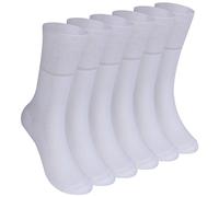Facool 6 Pairs Elastic Diabetic Socks, Men's Women's Cushioned Moisture Wicking Non Binding Crew Dress Cotton Swollen Feet Legs Diabetic Sleeping Socks, White Medium