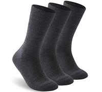 Facool Diabetic Socks for Men Women, Cushioned Crew Merino Wool Soft Wellness Quarter Dress Moisture Wicking Socks with Non-Binding Loose Top,Seamless Toe, 3 Pairs Dark Grey Medium