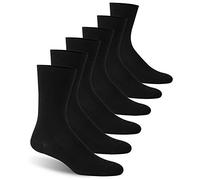 Facool Wide Loose Top Crew Socks, Mens Diabetic Cotton Non-Binding Thin Diabetes Neuropathy Long Cushioned Socks with Seamless Toe(Big and Tall Available), 6 Pairs Black XXL