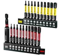 Facoow 21PCS Impact Hex Bit Set, 2" Long SAE & Metric S2 Alloy Steel Allen Wrench Drill Bits Set with Strong Magnetic Tips, CNC Machined 1/4 Hex-Shank Allen Key Bits with Bit Holder & Storange Box