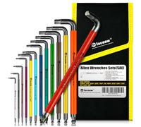Facoow Allen Wrenches Sets, 13pcs Full Size SAE Hex Key Set with Carry Bag, Heavy Duty Extra Long Arm Allen Wrenche Sets, Ball End Allen Keys, Color Corded Premium Allen Wrench Set