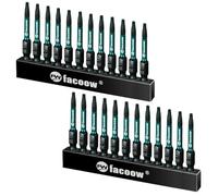 Facoow T10 Torx Bit Set: 24-Piece, 2" Long Impact Torque Set with Magnetic Torx & Star Bits, S2 Alloy Steel