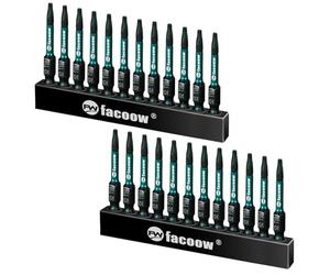 Facoow T10 Torx Bit Set: 24-Piece, 2" Long Impact Torque Set with Magnetic Torx & Star Bits, S2 Alloy Steel