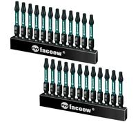 Facoow T25 Torx Bit Set, 24 Pack with Magnetic Tips, Star Bits S2 Alloy Steel, 2" Long Impact Torque Bit