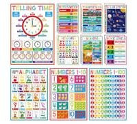 FaCraft 16 Educational Posters for Classroom - Kindergarten Preschool Elementary Classroom Must Haves - Laminated Learning Posters for Toddlers 1-3,Class Supplies Wall Decor, ABC Poster,Numbers,Shapes