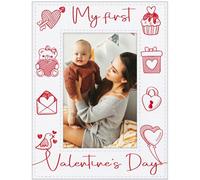 FaCraft Baby's First Valentines Day Gift - My First Valentines Day Picture Frame 4"x6" Baby Girl Boy Wooden 1st Valentine's Photo Frame for Babies New Mom New Born Baby V-day Gift Nursery Decor