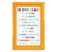 FaCraft Classroom Rules Poster - Motivational Posters for Classroom Decorations Laminated Inspirational Class Rules Poster for Elementary Middle School Back to School Teacher Supplies