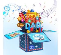 FaCraft Dad Birthday Card - Best Dad Ever Musical Fathers Day Card Pop Up - with Envelope & Blank Insert, for Husband from Daughter Son Kids Wife