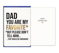 FaCraft Funny Fathers Day Card from Daughter Son - Dad You Are My Favorite Witty Modern Minimalist Happy Fathers Day Card for Dad from Kids - Premium 300gsm Thick Cardstock with Envelope & Seal
