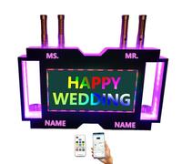 factildfulzhan Upgrade LED Bottle Presenter with Bottle Display Shelf, 2x5000mAh Batteries, Acrylic Frame, Scroll Play RGB Color Display Screen, Letter Light Box Hand Sign Advertising Sign