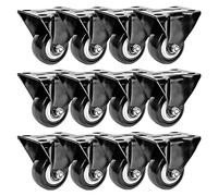 FactorDuty 12 Pack 50mm Up to 816KG Rigid Fixed Plate Castor Stationery Non Swivel All Black Polyurethane Castor Wheels