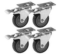 FactorDuty 4 Pack 4" Heavy Duty All Terrain Caster Wheels with Dual Locking Brake and 360 Degree Swivel, Polyurethane, Grey, 300LB Capacity Each